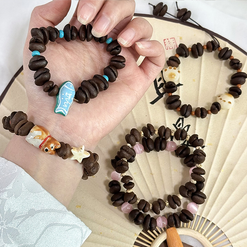 趣味咖啡豆猫爪串珠手链新中式设计感手作葫芦梅花手串百搭手链